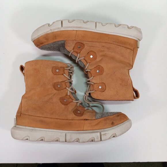 SOREL Explorer II Joan Winter Boots Women 11 Suede Leather Tan Gray Ankle - Picture 4 of 15